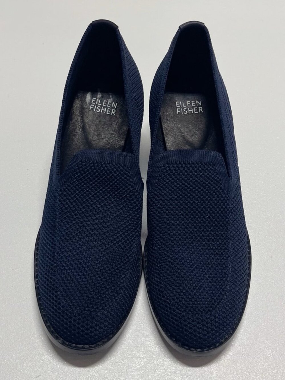 Eileen Fisher Dern Navy Stretch Knit Slip On Pumps Women’s 7.5M - Picture 9 of 11